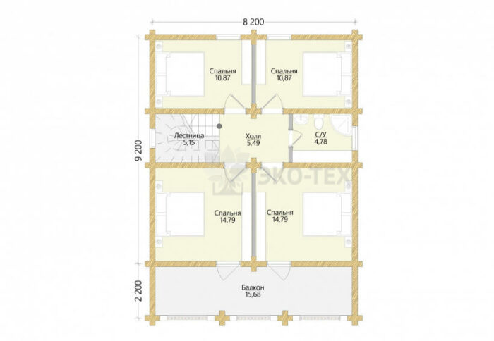 Проект дома Звенигород оцилиндрованное бревно планировка