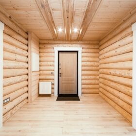 Эко-тех Фото построенный дом из оцилиндрованного бревна по проекту Калифорния