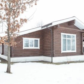 Эко-тех дом Талдом ,оцилиндрованное бревно, строительство и отделка фото