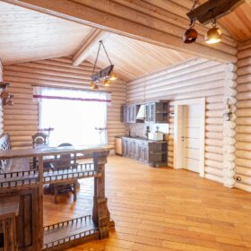 Эко-тех дом Талдом ,оцилиндрованное бревно, строительство и отделка фото