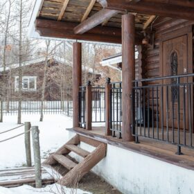 Эко-тех дом оцилиндрованное бревно, строительство и отделка фото