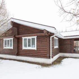 Эко-тех дом оцилиндрованное бревно, строительство и отделка фото