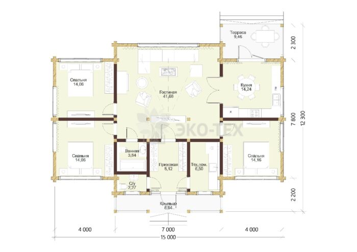 Дом из клееного бруса Кармен