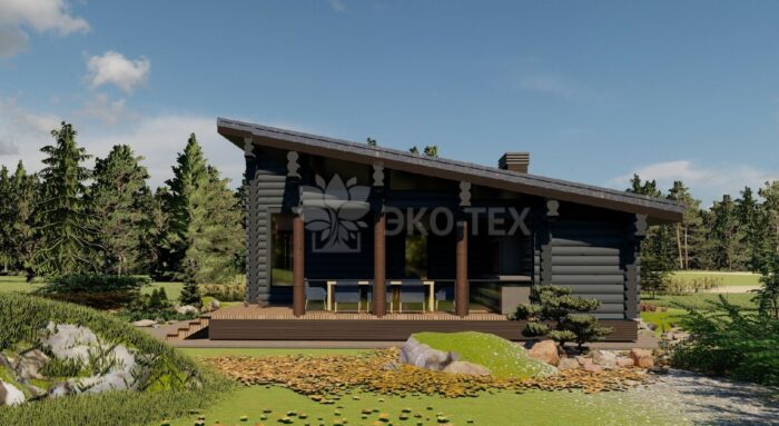 Баня из оцилиндрованного бревна Фили