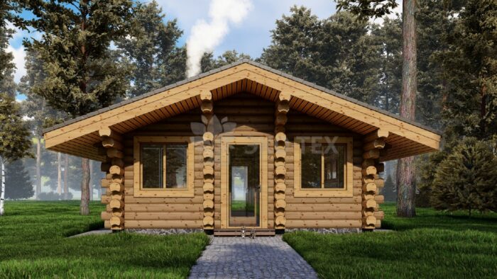 Баня из оцилиндрованного бревна Тайга