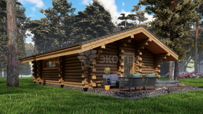 Баня из оцилиндрованного бревна Тайга