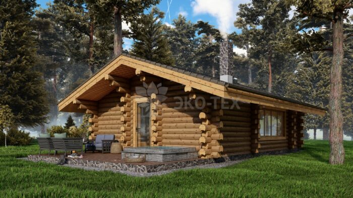 Баня из оцилиндрованного бревна Тайга