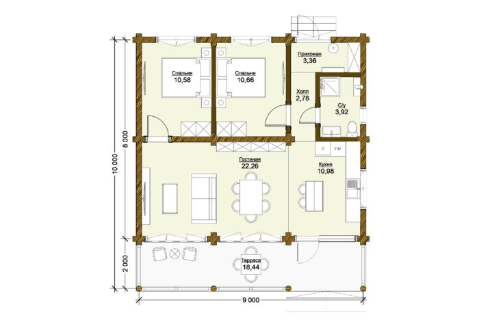 Дом из оцилиндрованного бревна Долгопрудный