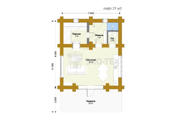 Баня из рубленного бревна Устья