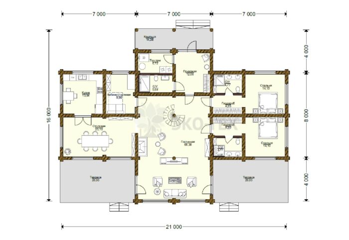 Дом из рубленного бревна Гепард