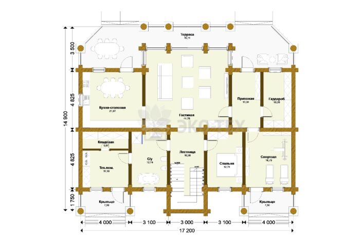 Дом из рубленного бревна Зевс