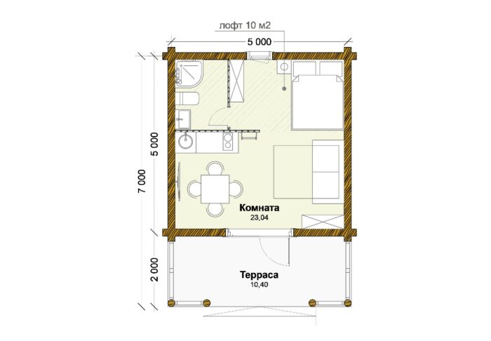 Дом из оцилиндрованного бревна Глемпинг-45