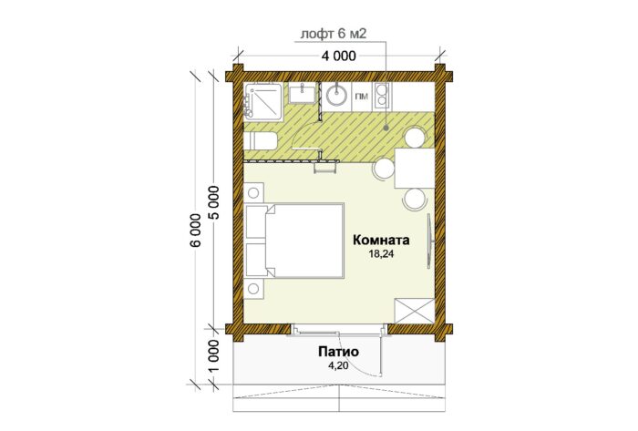 Дом из оцилиндрованного бревна Глемпинг