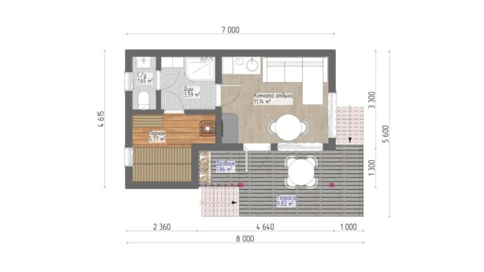 Каркасная баня Хвоя