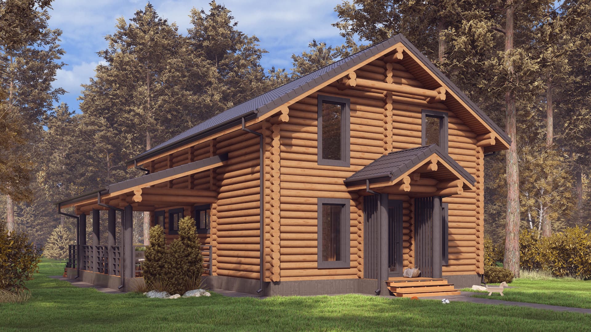 Двухэтажный дом из оцилиндрованного бревна "Нахабино" — изображение 8