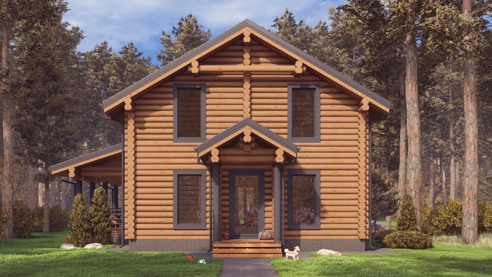 Двухэтажный дом из оцилиндрованного бревна "Нахабино" — изображение 7