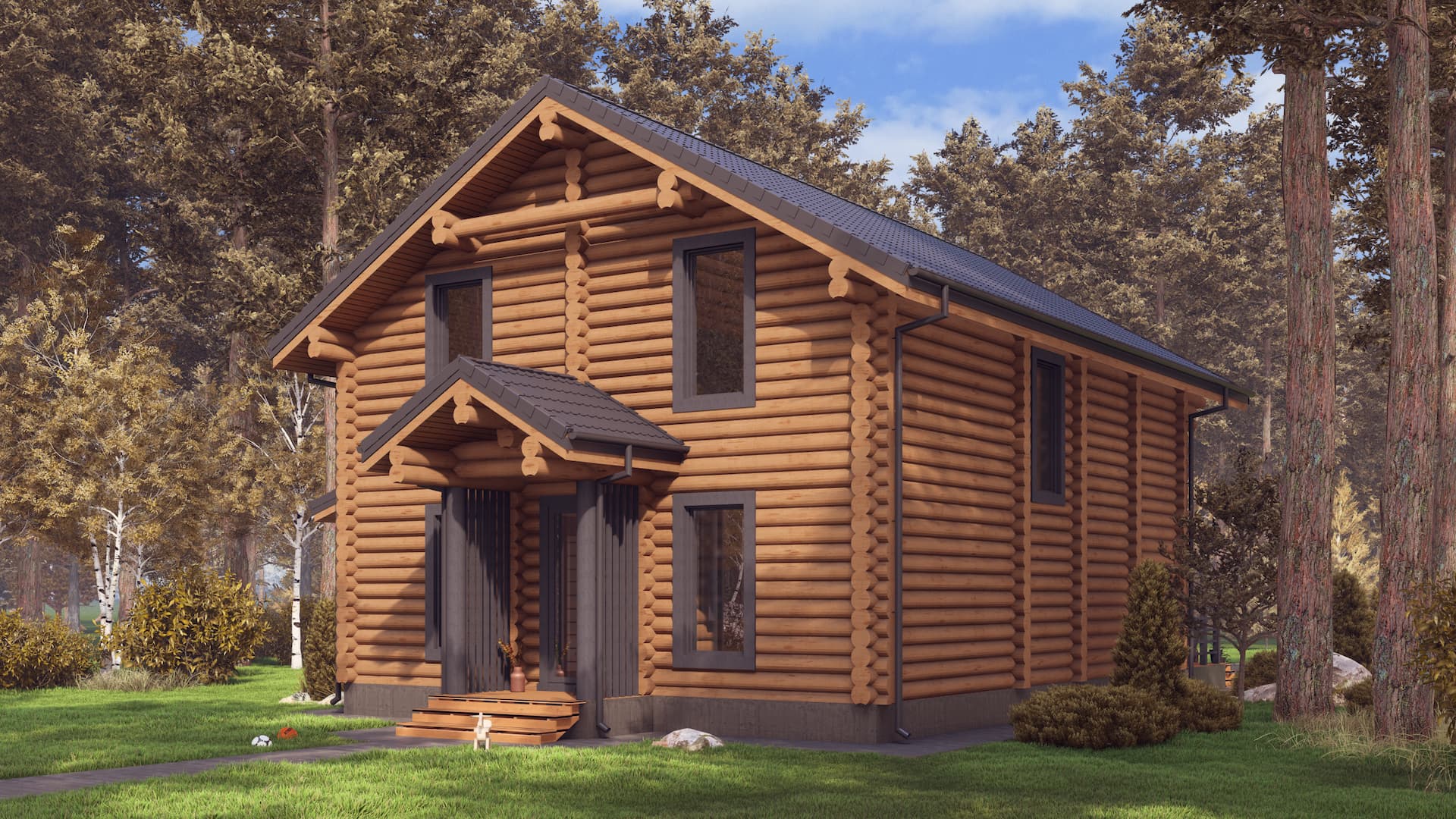 Двухэтажный дом из оцилиндрованного бревна "Нахабино" — изображение 6