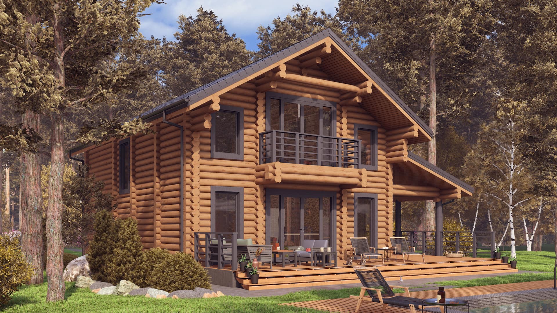 Двухэтажный дом из оцилиндрованного бревна "Нахабино" — изображение 5