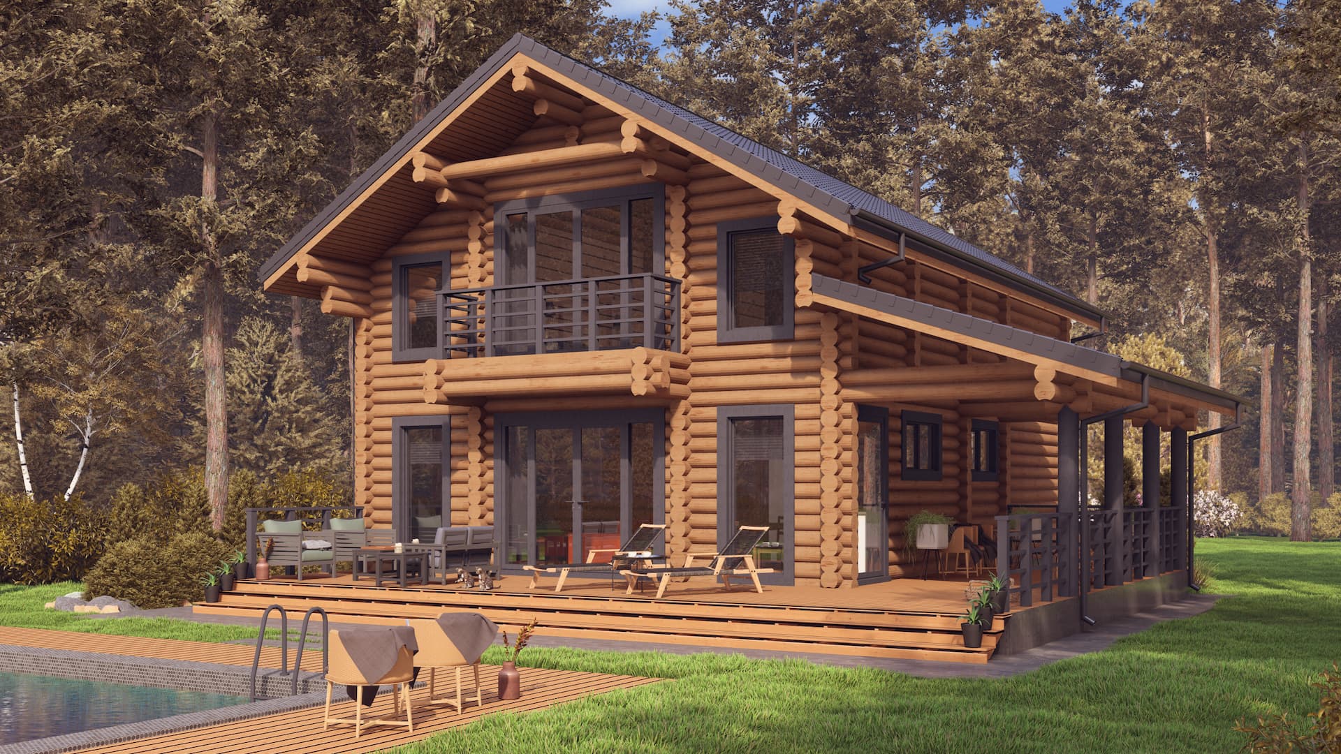 Двухэтажный дом из оцилиндрованного бревна "Нахабино" — изображение 4