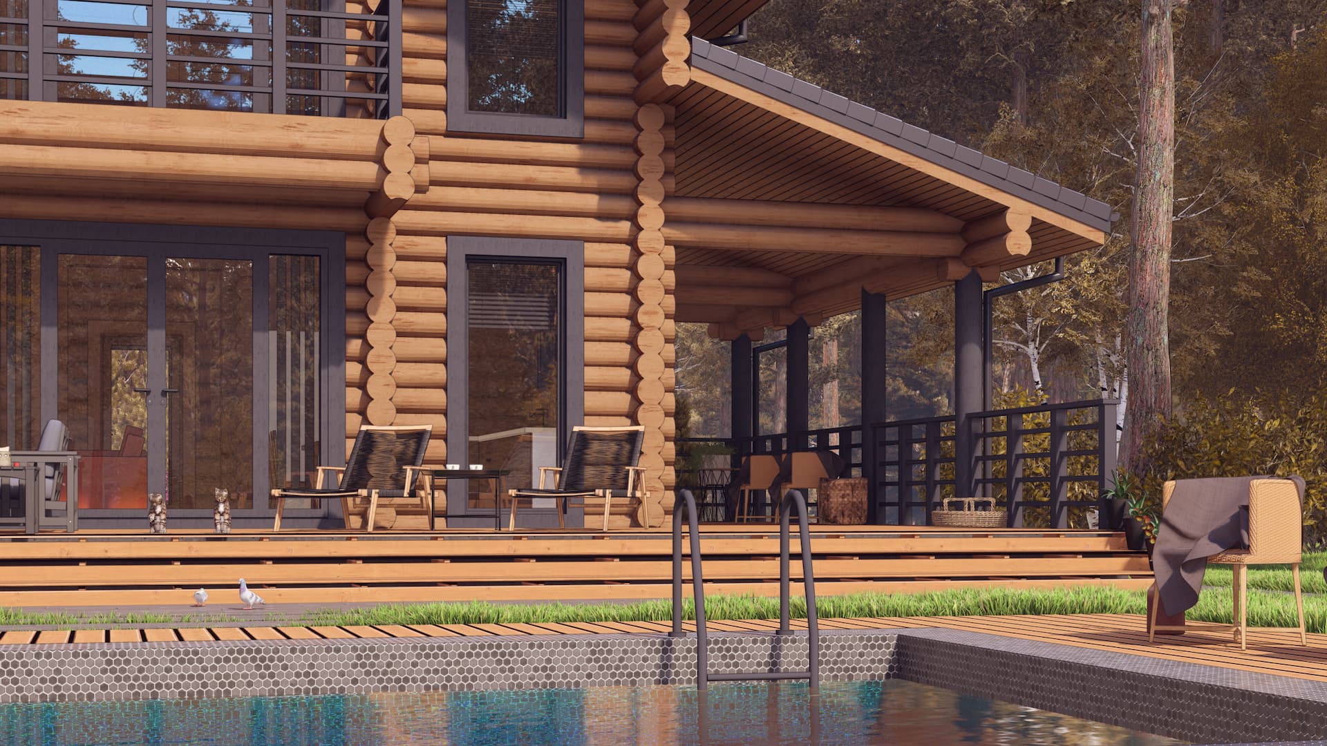 Двухэтажный дом из оцилиндрованного бревна "Нахабино" — изображение 3